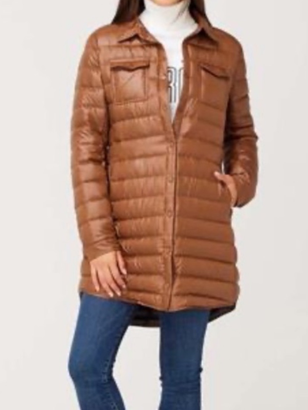 Krimson Klover “Annie Hacket” Brown Down  Jacket with Red Trim Medium